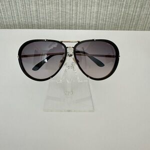 Tom Ford Cyrille TF109 28W Aviator Sunglasses Black + Gold Tone 63mm w Hard Case